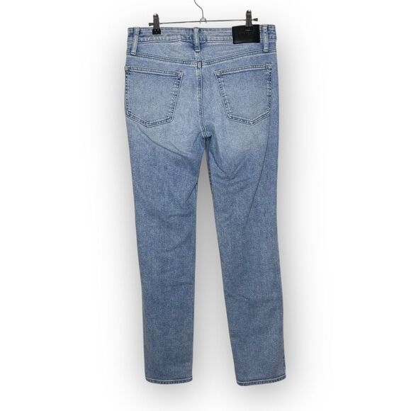 Express Slim Straight Jeans Denim Mid Rise Light Distressed Wash Mens Size 30x32 - Picture 2 of 10